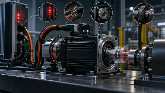 Servo motor perde posição: causas e soluções para falha de encoder, cabos, drive ou mecânica
